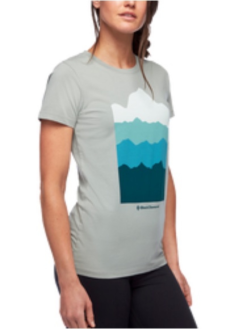 Women's Black Diamond Equipment Light Gray Blue Graphic Mountain Tee SMALL
